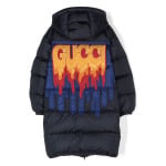 Gucci Kids пуховик с капюшоном и логотипом Interlocking G, синий - фото 2