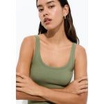 Платье из джерси STRAPPY CUT PULL&BEAR, хаки - фото