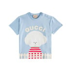 Футболка из хлопкового трикотажа с принтом для малышей Gucci Kids, цвет sky/mc - фото