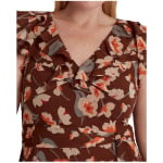 Платье LAUREN Ralph Lauren Plus Size Floral Ruffle-Trim Georgette Dress, цвет Maroon/Orange/Cream - фото 2