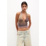 Блуза DYE HALTER PULL&BEAR, светло-розовый - фото