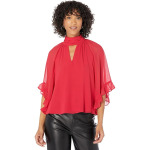 Блуза Vince Camuto Extend Shoulder Flutter Sleeve Keyhole Blouse, цвет Luxe Red - фото 4