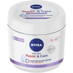 Крем для восстановления и ухода за телом NIVEA Body Repair & Care Cream 400 мл в баночке Чувствительный увлажняющий крем с сывороткой NIVEA Deep Moisture Serum укрепляющая формула для сухой кожи - фото