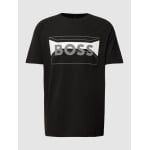 Футболка с принтом этикетки BOSS, черный - фото