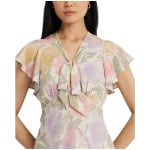 Платье LAUREN Ralph Lauren Floral Bubble Crepe Tie-Neck, кремовый - фото 3