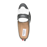 Thom Browne fringe-detail patent-leather mule loafers, серый - фото 4