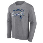 Мужской пуловер с логотипом Heather Grey Milwaukee Brewers Simplicity Fanatics - фото 2