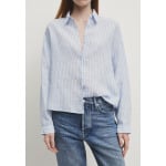 Блуза на пуговицах Striped Crop Massimo Dutti, светло-голубая - фото 6