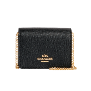 Кошелек Coach Outlet Mini Wallet On A Chain, золотой/черный