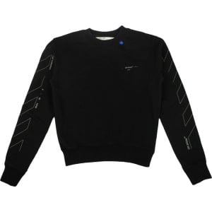 Толстовка Off-White Diag Unfinished Slim Crewneck 'Black / Silver', черный