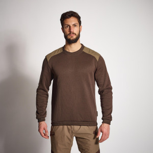 Охотничий свитер 500 коричневый SOLOGNAC, кофе коричневый/кора коричневая