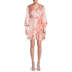 Атласное платье с искусственным запахом The fashion poet Light pink
