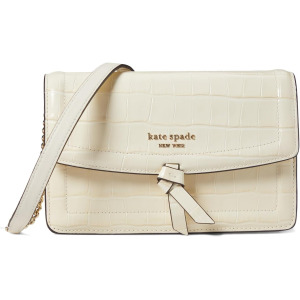 Кошелек Kate Spade New York Knott Croc Embossed Leather Flap Crossbody, цвет Halo White