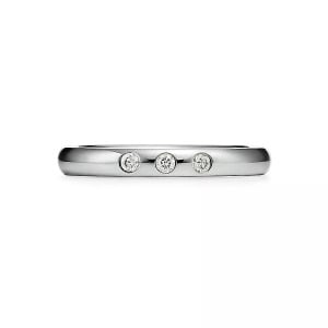 Кольцо Tiffany & Co. x Elsa Peretti Stacking Band, платина/бриллиант