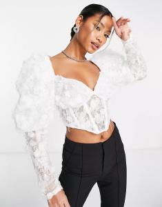 Asos Design Premium 3D Lace Puff Sleeve Corset CDEK.Shopping