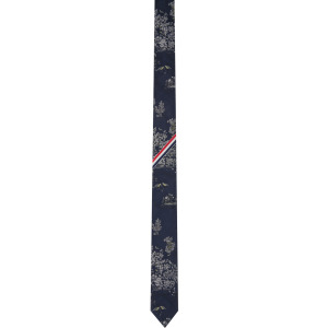 Темно-синий жаккардовый галстук Thom Browne