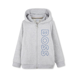 BOSS Kidswear толстовка с капюшоном на молнии с логотипом, серый