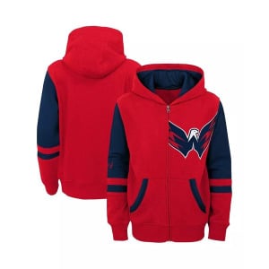 Красная толстовка с молнией во всю длину Big Boys Washington Capitals Face Off Color Block Outerstuff, красный