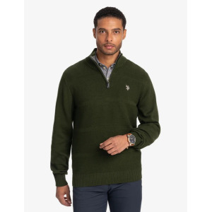 Свитер U.S. Polo Assn. 1/4 Zip Textured, темно-зеленый