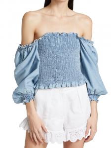 Топ SOMETHING из присборенного хлопка, navy / light blue