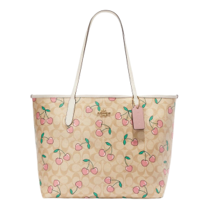 Сумка Coach Outlet City Tote In Signature Canvas With Heart Cherry Print, мультиколор