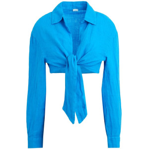 Блузка 8 By Yoox Linen Front Wrap, синий