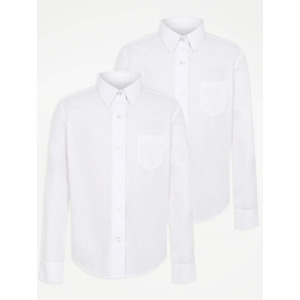 Белая приталенная школьная рубашка с длинным рукавом для девочек (2 шт.) George., белый