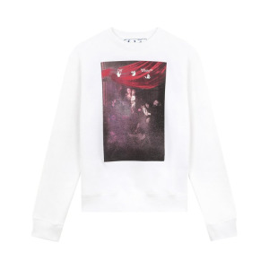 Толстовка Off-White Sprayed Caravaggio Slim Crewneck 'White', белый