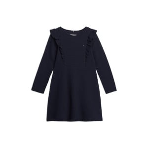 Трикотажное платье RUFFLE FIT FLARE DRESS Tommy Hilfiger, темно-синий