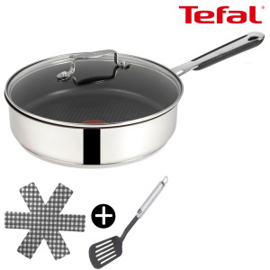 Tefal E30 Jamie Oliver Индукционная сковорода-сотейник 25 см с крышкой 2 шт. -SET5- Сотейник с антипригарным покрытием, ВЫСОКИЙ ОБОД, можно мыть в посудомоечной машине, ДЛЯ ВСЕХ