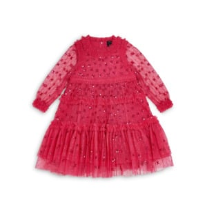 NEEDLE & THREAD KIDS платье Sequin Kisses из тюля, розовый