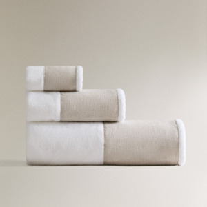 Полотенце Zara Home Cotton Linen, белый/бежевый