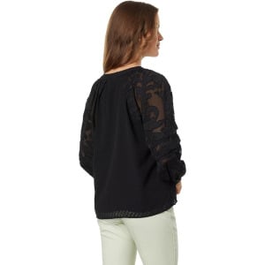 Блуза Vince Camuto V-Neck Combo Long Sleeve Blouse, цвет Rich Black