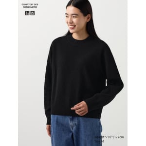 Джемпер с круглым вырезом из овечьей шерсти Uniqlo, черный