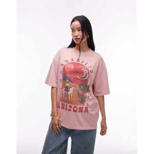 Topshop – футболка Oversize в цвете Rosa mit Arizona-Grafik