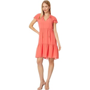 Платье Vince Camuto Chiffon Pleated Sleeve Float, цвет Mango