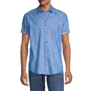 Рубашка классического кроя с коротким рукавом Bayview Robert Graham, цвет Light Blue