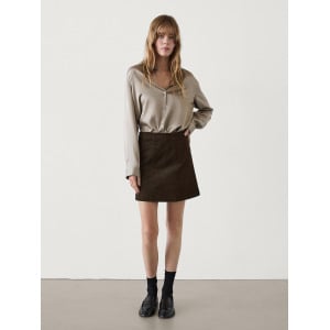 Мини-Юбка из вельвета Massimo Dutti, коричневый