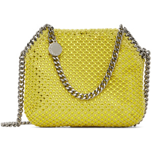 Желтая мини-сумка в сеточку с кристаллами Falabella Stella McCartney