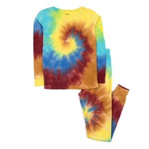 Детские хлопковые пижамы из двух предметов Tie Dye для мальчиков Leveret, цвет Tie Dye Swirl Boys