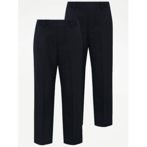 Набор из 2 школьных брюк темно-синего цвета с эластичной резинкой для мальчиков (2 шт.) George., нави
