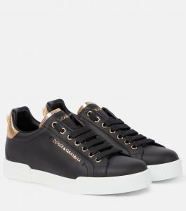 Кеды Portofino из кожи Dolce&Gabbana, черный
