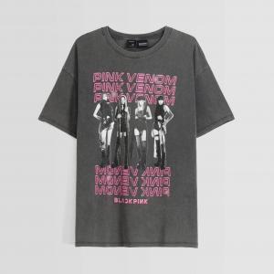 Bershka Blackpink Print Oversize Short Sleeve CDEK.Shopping