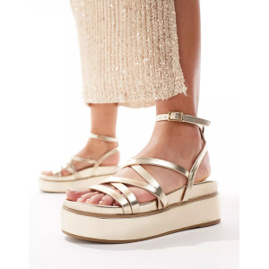 Сандалии Asos Design Taurus 2 Strappy Flatform, золотой