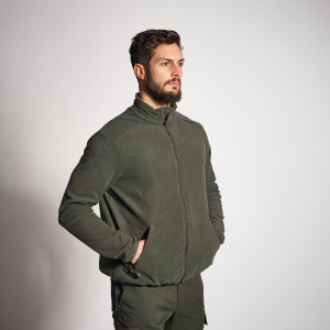 Охотничья куртка флисовая куртка 100 зеленая SOLOGNAC, оливково-черный