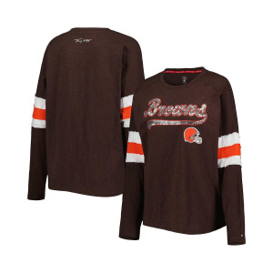 Женская коричневая футболка-туника с длинными рукавами Cleveland Browns Justine Tommy Hilfiger, коричневый