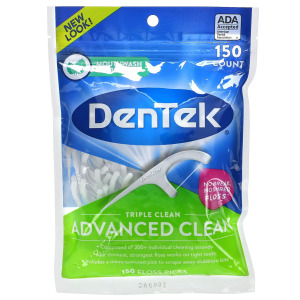 DenTek, Advanced Clean Floss Picks, жидкость для полоскания рта, 150 зубочисток