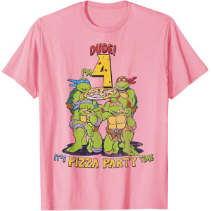 Мужская футболка Teenage Mutant Ninja Turtles I'm 4 Dude Pizza Birthday Party, розовый