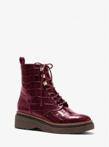 Michael michael kors haskell crocodile embossed leather combat boot sales