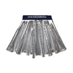 Плиссированная юбка с пайетками Dolce&Gabbana, металлик